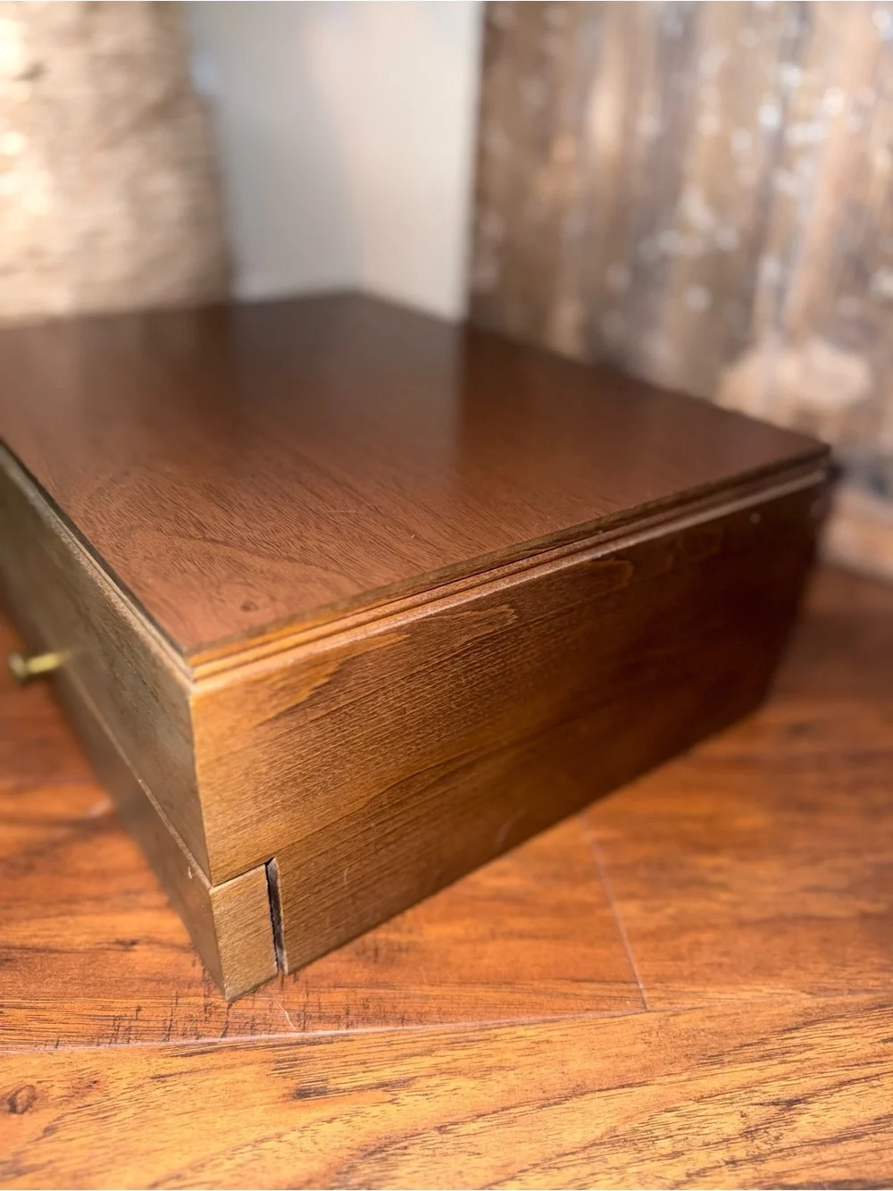 Vintage International Silver Co Large Silverware Chest Mahogany Veneer 14x11x5